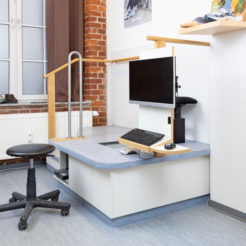 Fußscan auf einem Prodest mit einem Display zur Anzeige